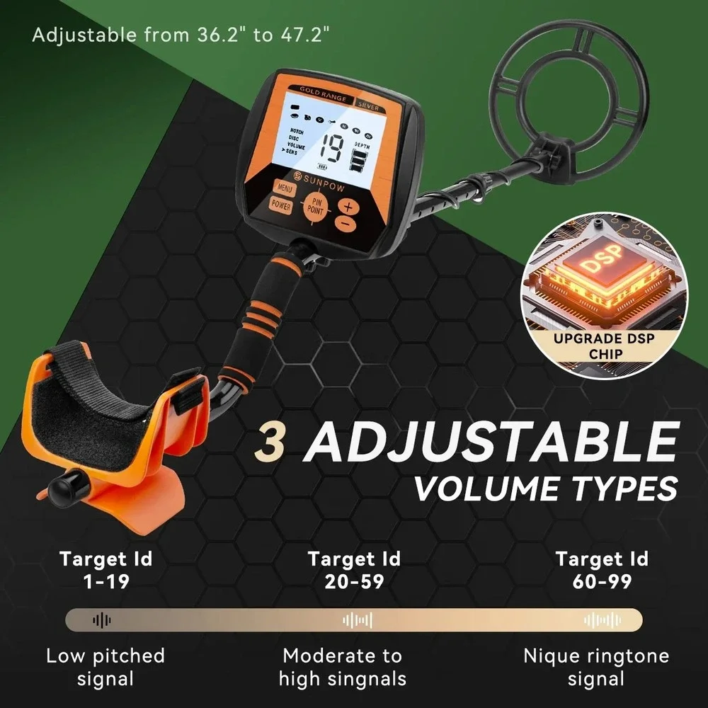 Sunpow OT-MD04 Black/Orange Waterproof High Accuracy Waterproof Metal Detector